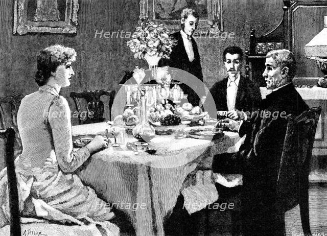 The dinner passed off without a hitch; the topic of conversation was chiefly Cambridge..., 1883. Creator: R. Taylor.