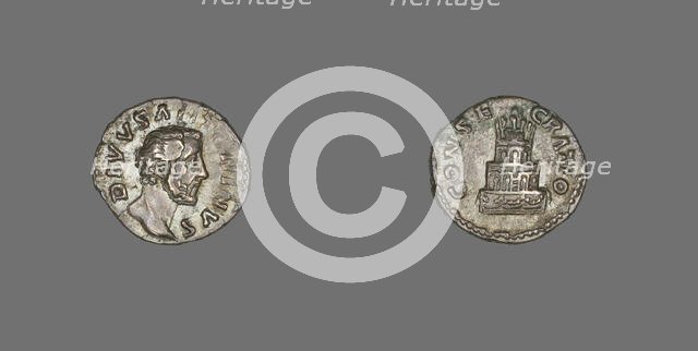 Denarius (Coin) Portraying Emperor Antoninus Pius, 176-180, struck by Marcus Aurelius. Creator: Unknown.