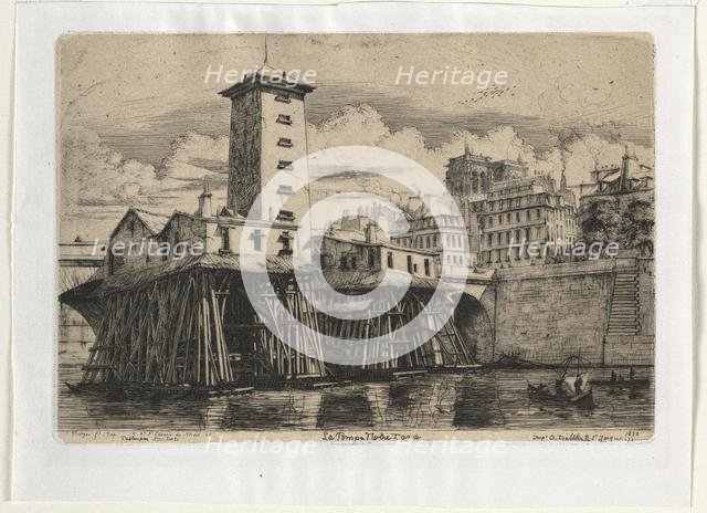 Notre Dame Pumphouse, Paris , 1852. Creator: Charles Meryon (French, 1821-1868).