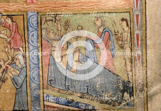 Detail from a Psalter, Suicide of Herod,  probably illuminated at Canterbury c1140.  Artist: Unknown.