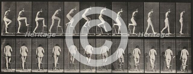 Plate Number 180. Stepping on and over a chair, 1887. Creator: Eadweard J Muybridge.