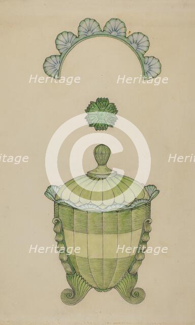 Covered Glass Sugar Bowl, 1936. Creator: William McAuley.