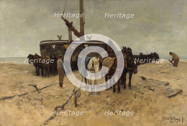 Fishing boat on the beach, 1882. Artist: Mauve, Anton (1838-1888)