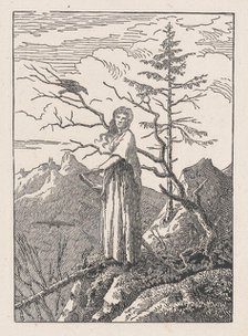 Woman with a Raven (Die Frau mit dem Raben am Abgrund), probably 1803. Creator: Christian Friedrich.