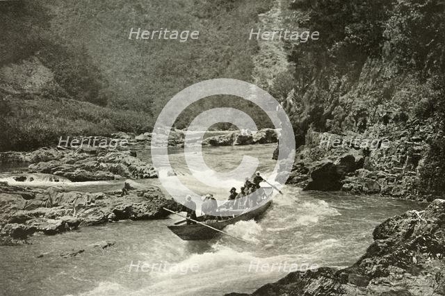'Shooting the Rapids of the Katsura-Gawa', 1910. Creator: Herbert Ponting.
