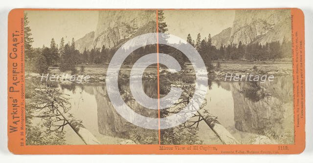 Mirror View of El Capitan, Yosemite Valley, Mariposa County, Cal., 1861/76. Creator: Carleton Emmons Watkins.