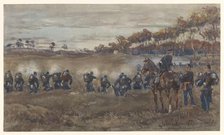Infantry shooting practice on heathland, 1868-1898. Creator: Jan Hoynck van Papendrecht.