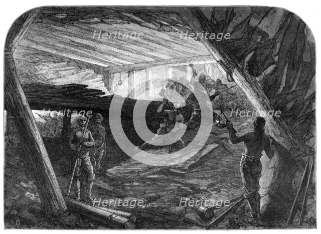 The new overland route to India and the railway tunnel of the Alps:...working galleries, 1869. Creator: Unknown.