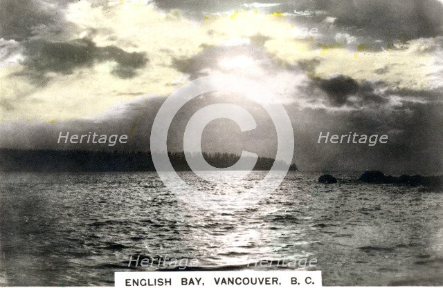 Sunset over English Bay, Vancouver, British Columbia, Canada, c1920s. Creator: Cavenders Ltd.