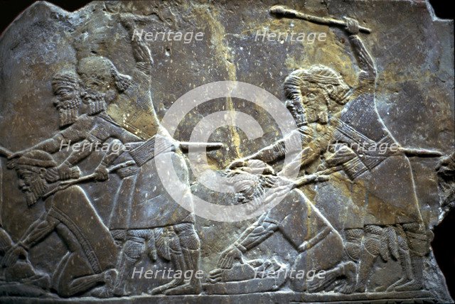 Ashurbanipal at the Battle of Til-Tuba, 650-620 BC. Artist: Assyrian Art  