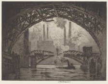 Under the Bridges, Chicago, 1910. Creator: Joseph Pennell.