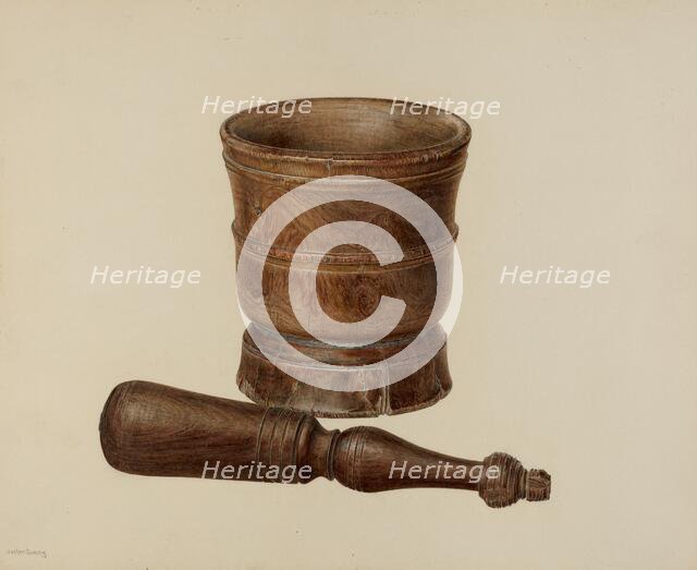 Mortar and Pestle, c. 1940. Creator: Hester Duany.