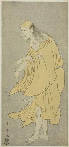 The Actor Onoe Matsusuke I as the Ghost of Ki no Natora in the Play Kiku no En Mukashi..., c. 1791. Creator: Katsukawa Shun'ei.