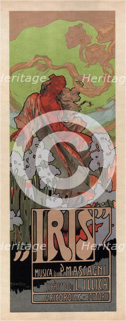 Poster for the Opera Iris by Pietro Mascagni, 1898. Artist: Hohenstein, Adolfo (1854-1928)