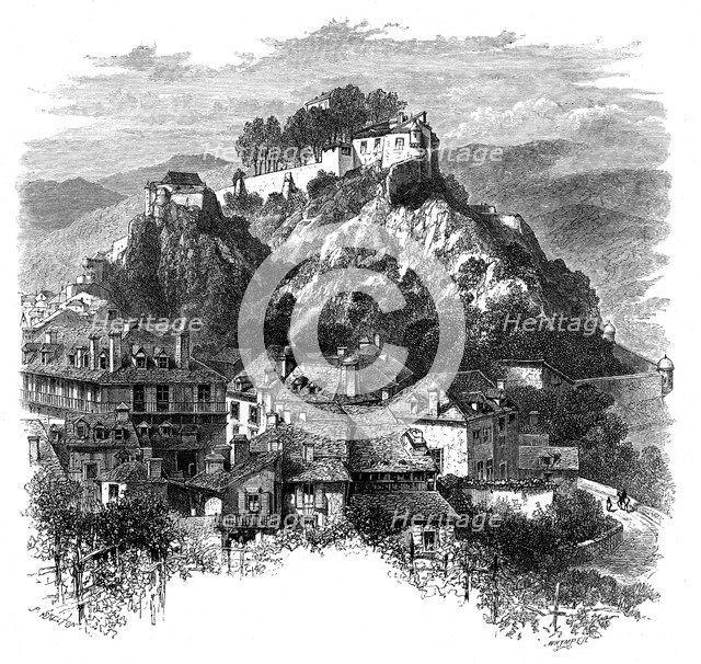 The castle of Lourdes, France, 19th century.Artist: Whymper