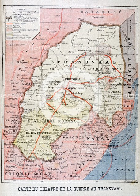 Map of the Theatre of the War in the Transvaal, 1899. Artist: Unknown