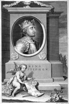 King Stephen (1096-1154), 18th century.Artist: George Vertue