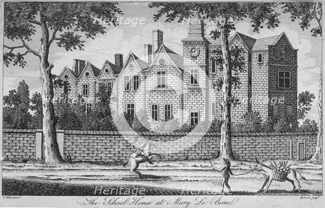 View of the school house at St Marylebone, London, c1780.                                Artist: H Roberts