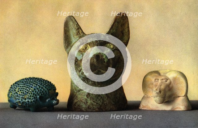 Animal carvings from the New Kingdom and Late Period, Egypt, 1936. Artist: Unknown