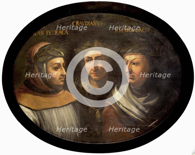 Francesco Petrarca, Claudius Claudian and Giovanni Boccaccio, 16th century.