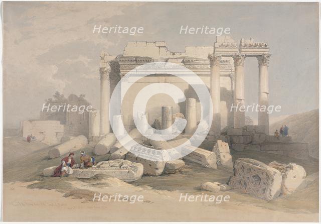 Ruins of the Eastern Portico of the Temple of Baalbec, 1839. Creator: David Roberts (British, 1796-1864).