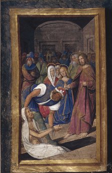The Resurrection of Lazarus (from Lettres bâtardes), ca 1490-1510. Artist: Poyet, Jean (active 1483-1497)