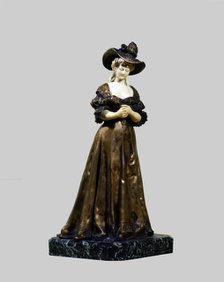 Figure of a lady in bronze and ivory, by A. Quenard.