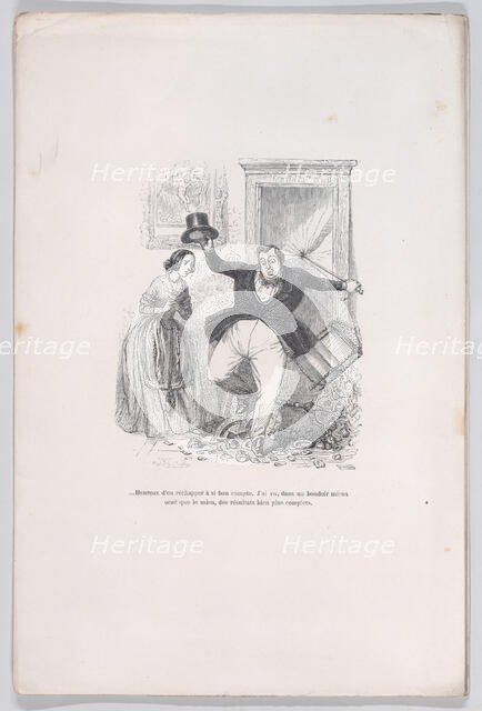 ...Happy to get away with it so cheaply. from the Little Miseries of Human Life, 1843. Creator: Jean Ignace Isidore Gerard.