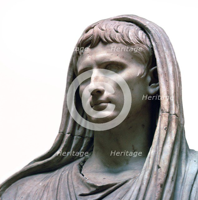 Sculpture of the Emperor Augustus as the Pontifex Maximus, 1st century BC. Artist: Unknown