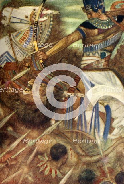 'Rameses II accompanied by a Lion', 1915. Creator: Evelyn Paul.