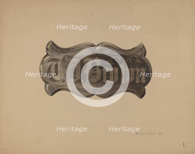 Door Plate, 1939. Creator: Herman O. Stroh.