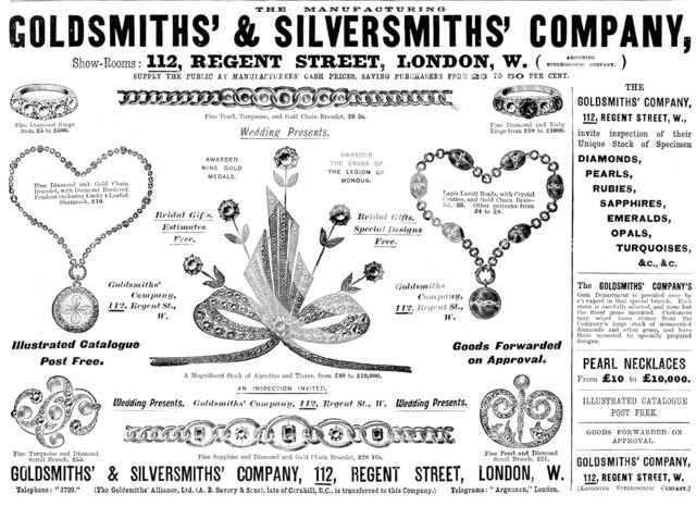 Advertisement for the Goldsmiths' & Silversmiths' Company, 1898. Creator: Unknown.