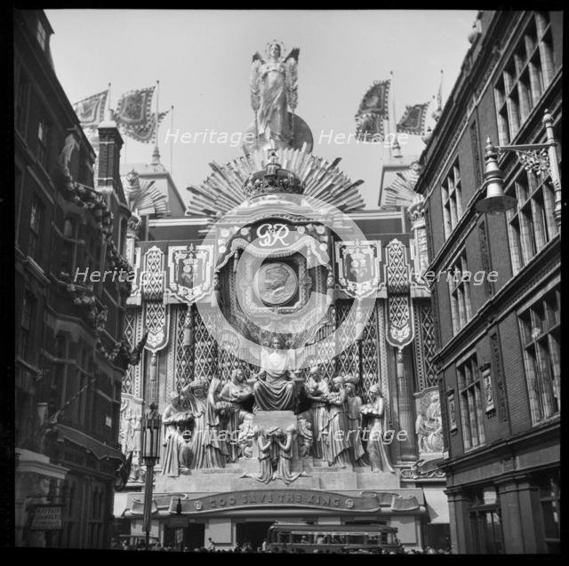Selfridges, Oxford Street, London, decorated to mark the coronation of King George VI, 1937. Creator: Edward Charles Le Grice.