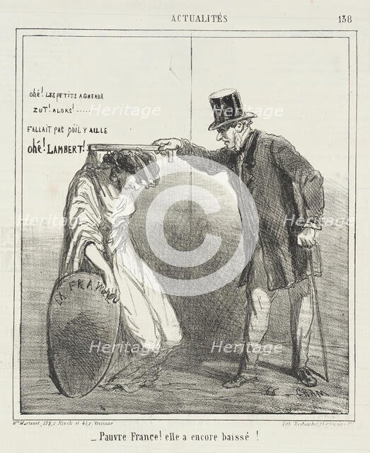 Ohe les petits agneaux, zut! Alors! Fallait pas qu'il y aille. Ohé! Lambert. -Pauvre France..., 1864 Creator: Cham.