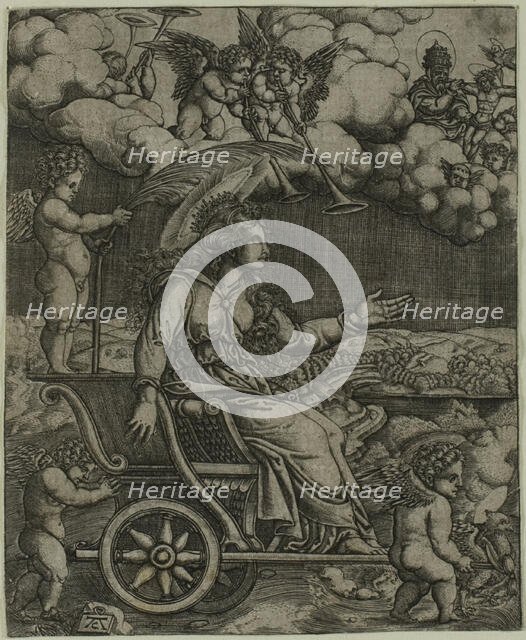 Allegory with a Woman in Roman Dress on a Triumphal Chariot, after 1520. Creator: Allaert Claesz.