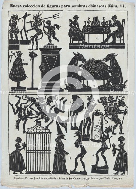 Sheet 11 of figures for Chinese shadow puppets, 1859. Creator: Juan Llorens.