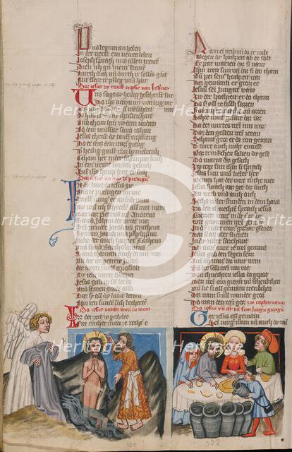 The Baptism of Christ: The Marriage at Cana; Weltchronik, about 1400-1410. Creator: Unknown.