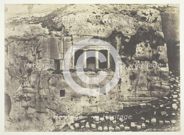 Jerusalem, Valley of Josaphat, Tomb of St. James (Jérusalem, Vallée de Josaphat...), 1854, printed 1 Creator: Auguste Salzmann.