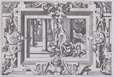 Medea Kills Her Two Children by Jason (Pour qui d'Absyrte a le sang repandu, fait que du s..., 1563. Creator: Rene Boyvin.