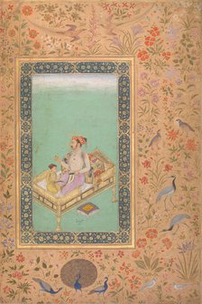 The Emperor Shah Jahan with his Son Dara Shikoh, Folio from the Shah Jahan Album, verso: ca.1620. Creators: Mir 'Ali Haravi, Nanha.