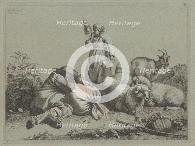 Sleeping Peasant and Standing Spinner, 1763. Creator: Francesco Londonio.