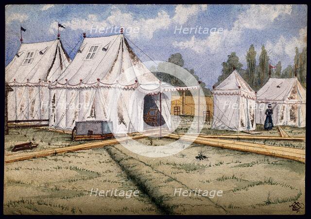 St Pancras Smallpox Hospital, London: housed in a tented camp at Finchley, 1881. Creator: Frank Collins.