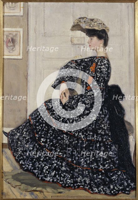 Portrait de femme en robe mouchetée, c.1910. Creator: Henry Caro-Delvaille.