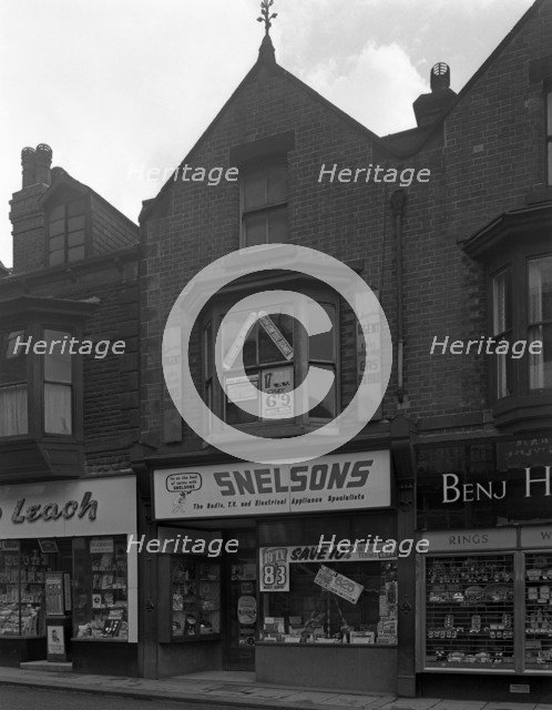Snelsons electrical shop, Mexborough, South Yorkshire, 1963.  Artist: Michael Walters