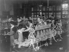 Students in a chemistry class conducting an experiment, Western High School, Washington DC, (1899?). Creator: Frances Benjamin Johnston.