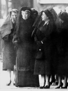 Queen Elizabeth II, Queen Mary and the Queen Mother at King George VI's funeral, 1952. Artist: Unknown