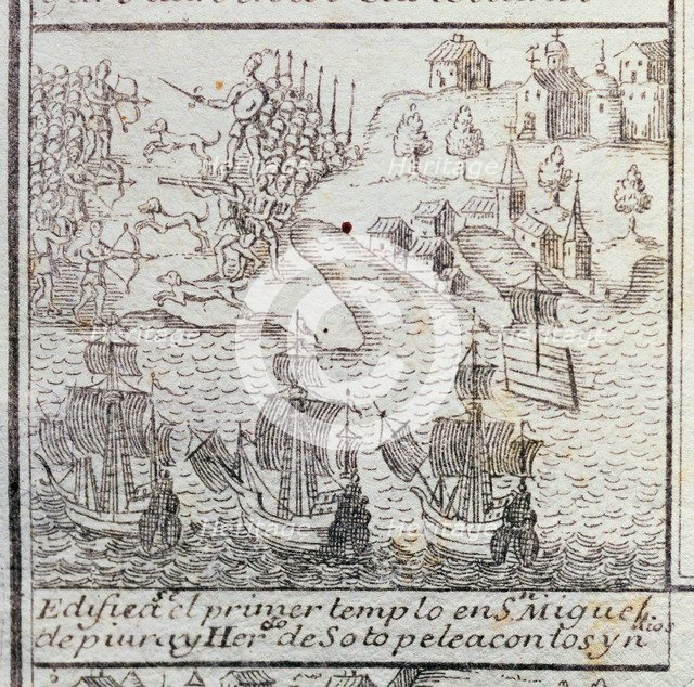 Construction of the first Christian church in San Miguel de Piura (Peru), city founded by Pizarro…