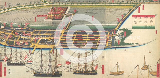 Pictorial Guide to Yokohama Harbor, 7th month, 1860. Creator: Sadahide Utagawa.
