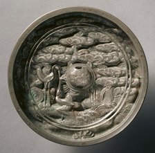 Mirror with Pine, Bamboo, and Cranes, early 17th-mid19th century. Creator: Unknown.