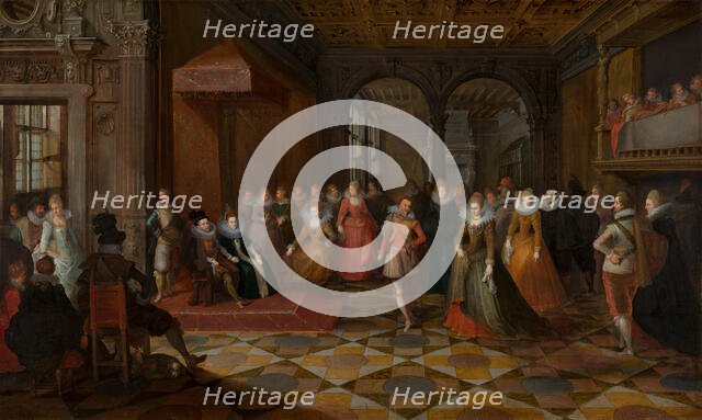 Ballroom Scene at a Court in Brussels. Creators: Frans Francken II, Paul Vredeman de Vries, Anon.